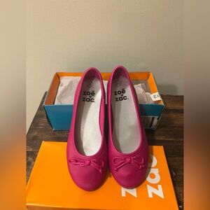 NiB Zoe & Zac Girls Sz 1.5 Hot Pink Ballet Flats with Bows